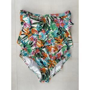 Jantzen Swim Strapless One Piece Tiered Swimsuit Floral Summer Beach